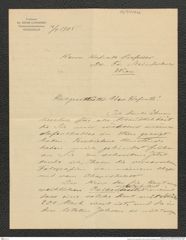Nachlass Franz Steindachner, Brief von Einar Lönnberg an Franz Steindachner (12.09.1905), Inv.Nr. 309.02, Seite 1
